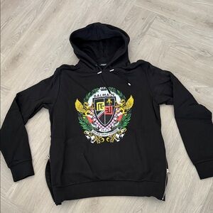 Balmain Paris  Black Graphic Hoodie for Men sz Small